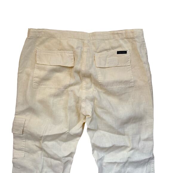 Sanctuary 100% Linen Low Rise Cargo Pants Drawstring Yellow Women’s size Medium - Picture 6 of 7